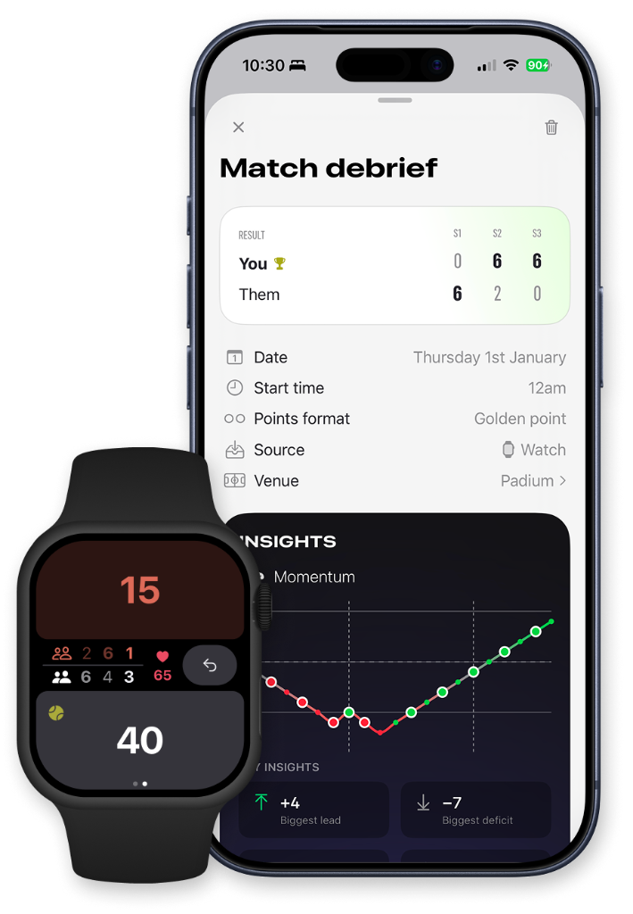 Padel Pointer App on iPhone and Apple Watch